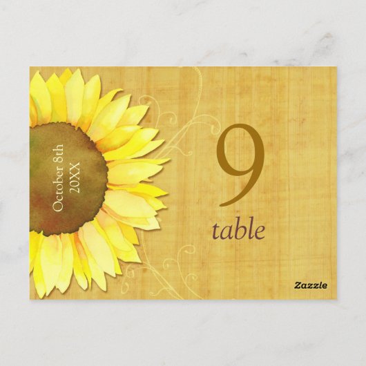 Papyrus Sunflower Wedding Tischnummer (Rückseite)
