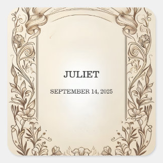 Papyrus Vintag Vellum Overlay Brautparty Quadratischer Aufkleber