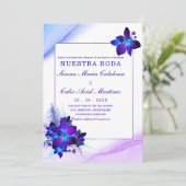 Paquete de boda Orquídea azul Einladung (Stehend Vorderseite)