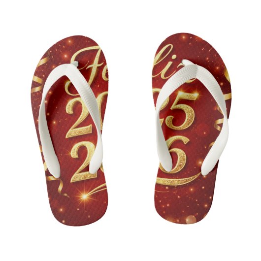 Par de Chancletas con Diseño “Feliz 2025–2026” | C Kinderbadesandalen (Fußbett)