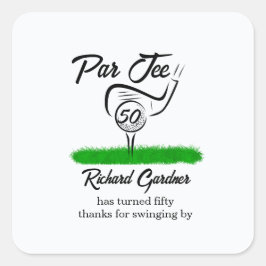 Par Off for an UnForeGettable 50th Birthday Party Quadratischer Aufkleber