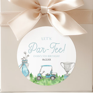 Par-T-Shirt Blue Golf Geburtstagsparty Runder Aufkleber