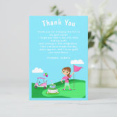 Par-T-Shirt Chibi Girl Birthday Golf Danke Karte (Stehend Vorderseite)