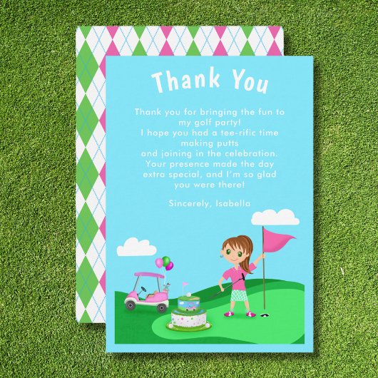 Par-T-Shirt Chibi Girl Birthday Golf Danke Karte