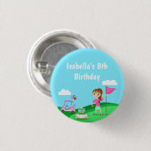 Par-T-Shirt Chibi Girl Birthday Golf Party Button (Vorne & Hinten)