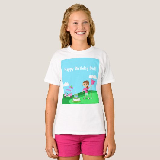 Par-T-Shirt Chibi Girl Birthday Golf Party T-Shirt (Vorne ganz)