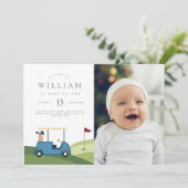 Par T-Shirt Golf Raute Muster Foto Einladung (Stehend Vorderseite)