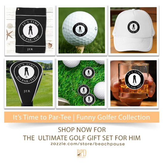 Par T-Shirt Golfer Funny Spaß Monogram Black für i Golfhandtuch