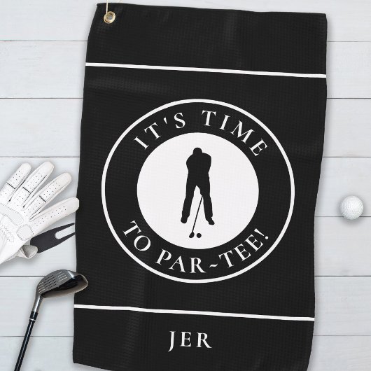 Par T-Shirt Golfer Funny Spaß Monogram Black für i Golfhandtuch