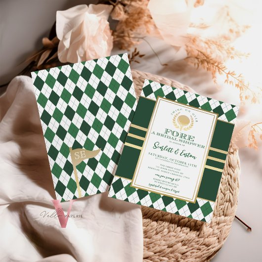 PAR-T-SHIRT Green Golf BRIDAL Dusche Einladung