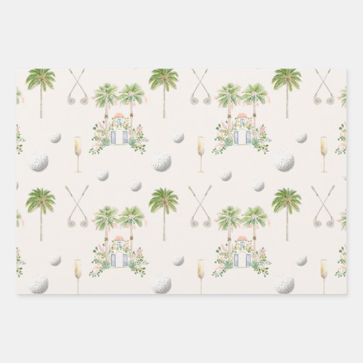 Par-T-Shirt in Palm Springs | Golf Bachelorette Geschenkpapier Set (Vorderseite)