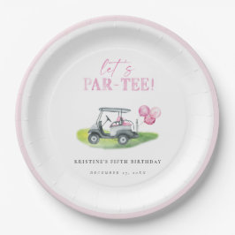 Par-T-Shirt Pink Golf Geburtstagspapier-Teller Pappteller