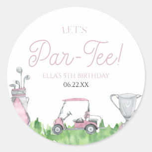 Par-T-Shirt Pink Golf Geburtstagsparty Runder Aufkleber