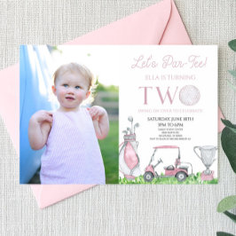 Par-T-Shirt Pink Golf Picture 2. Geburtstag Party Einladung