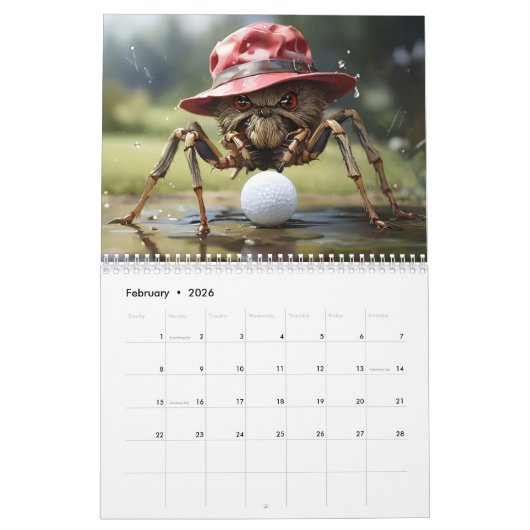 Par-T-Shirt Tiere zum Jahr des Golfspiels 2025 Kalender (Feb 2026)