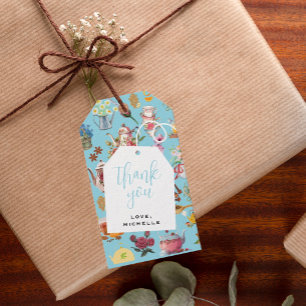 Par Tea Blue Garden Floral Geburtstagsparty Geschenkanhänger