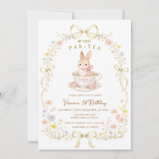 Par-Tea Bunny 1st Birthday wildflower  Einladung