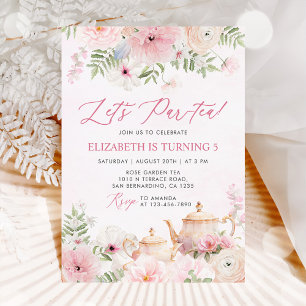 Par-tea Floral Tea Girl Geburtstagsparty Einladung
