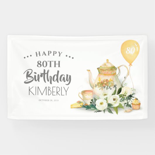 Par-Tea Floral Teapot zum Geburtstag Banner (Horizontal)