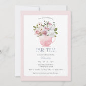 PAR-TEA Pink Kinderdusche Einladung (Vorderseite)