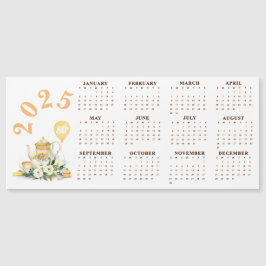 Par-Tea Yellow Floral 2025 Kalender Magnetkarte