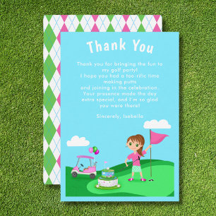 Par-Tee Chibi Mädchen Geburtstag Golf Dankeskarten Dankeskarte
