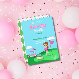 Par-Tee Chibi-Mädchen-Geburtstags-Golfparty Einladung