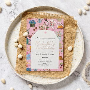 Par Tee, egal wie alt der Geburtstagsgarten, Blume Folieneinladung