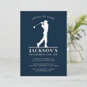Par-tee für Navy Blue Golf Rentirement Einladung (Stehend Vorderseite)