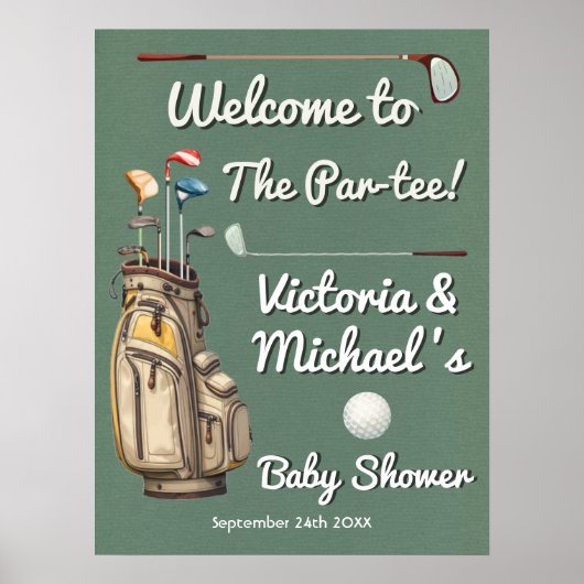 Par-tee Golf Baby Dusche Begrüßungszeichen Poster (Vorne)