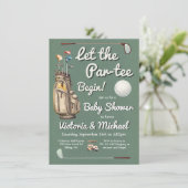 Par-tee Golf Baby Dusche Einladung (Stehend Vorderseite)