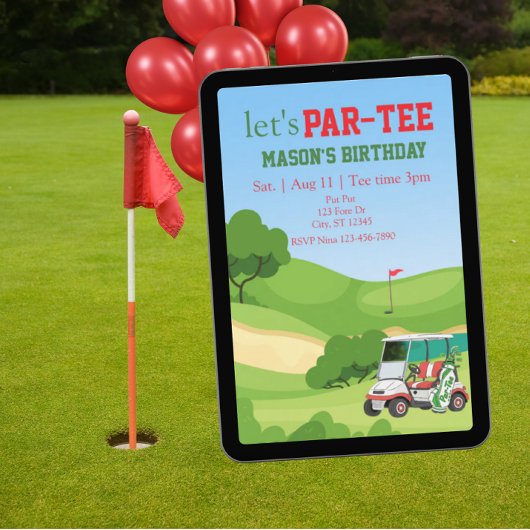 PAR-TEE, golf birthday Einladung