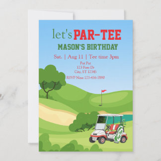 PAR-TEE, golf birthday Einladung
