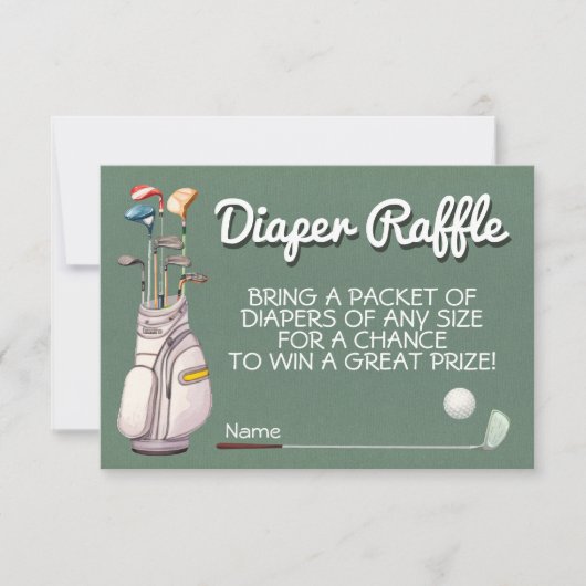 Par-tee Golf Diaper Raffle-Karte Einladung (Vorderseite)