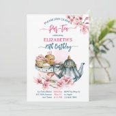 Par-Tee-Party-Teekanne, französisches Gebäck Gebur Einladung (Stehend Vorderseite)