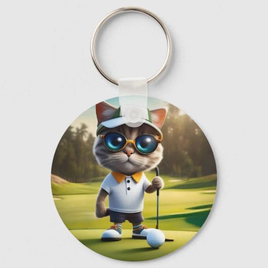 "Par-tee-Zeit: Der Coole Cat's Golf Swing!" Schlüsselanhänger (Vorderseite)