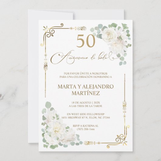 Para 50 Aniversario de Boda Einladung (Vorderseite)