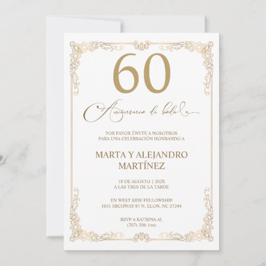 Para 60 Aniversario de Boda Einladung (Vorderseite)