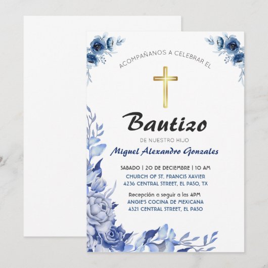 Para Bautizo Einladungen (Vorne/Hinten)