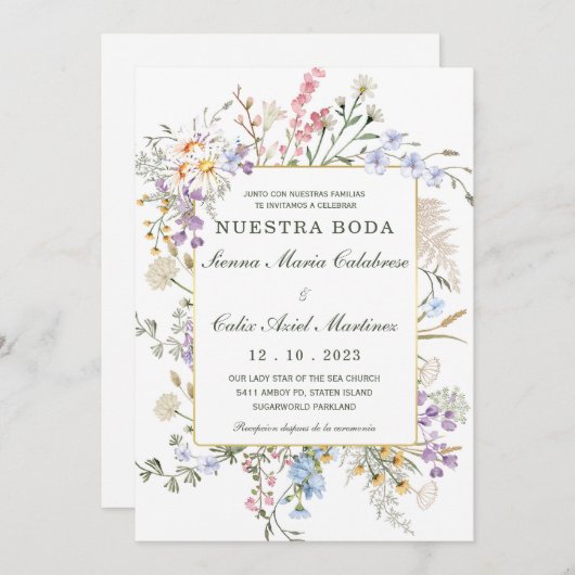 Para Bodas Rústicas En Español Einladung (Vorne/Hinten)