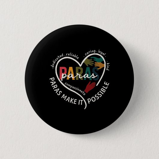 Para Heart Hilfslehrer Paraeducator Button (Vorderseite)