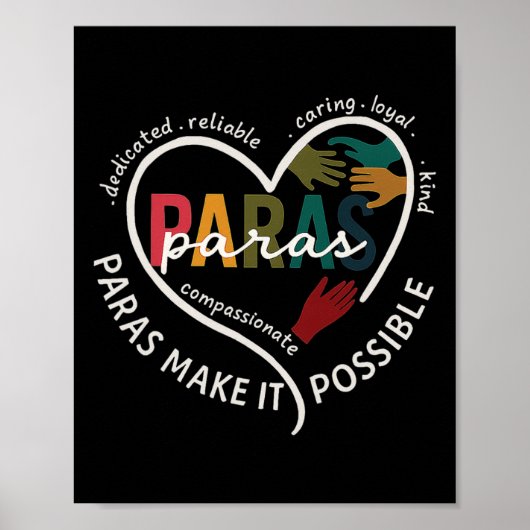 Para Heart Hilfslehrer Paraeducator Poster (Vorne)