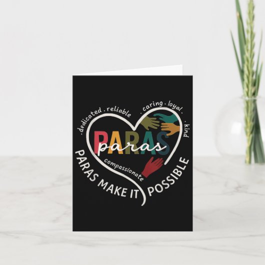Para Heart Paraprofessional Teacher Paraeducator Karte (Vorderseite)