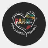 Para Heart Paraprofessional Teacher Paraeducator Runder Aufkleber (Vorderseite)