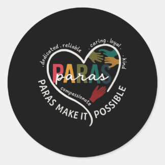 Para Heart Paraprofessioneller Lehrer Paraeducator Runder Aufkleber