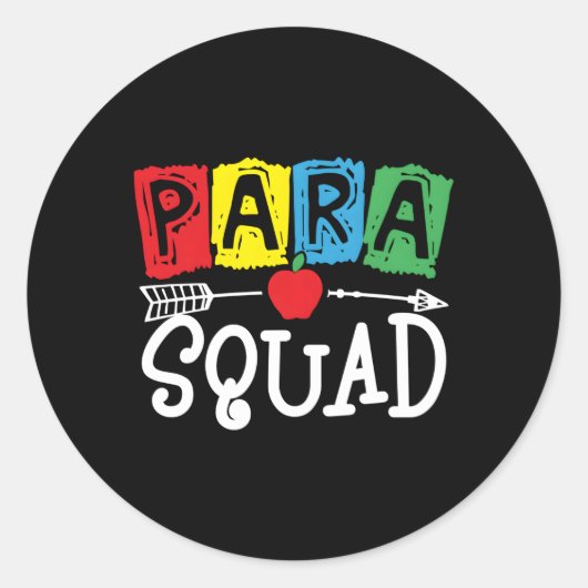 Para Squad School Paraprofessional Team Runder Aufkleber (Vorderseite)