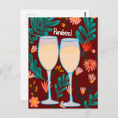 Parabens Sparkling Wine Champagner Glückwunsch Postkarte (Vorne/Hinten)
