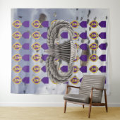 PARACHUEN, LILA HERZ und IM FLUGZEUG FLÜGE Wandteppich (Beispiel (Horizontal))