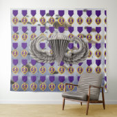 PARACHUEN, LILA HERZ und IM FLUGZEUG FLÜGE Wandteppich (Beispiel (Horizontal))