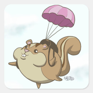 Parachute Chipmunk! Quadratischer Aufkleber